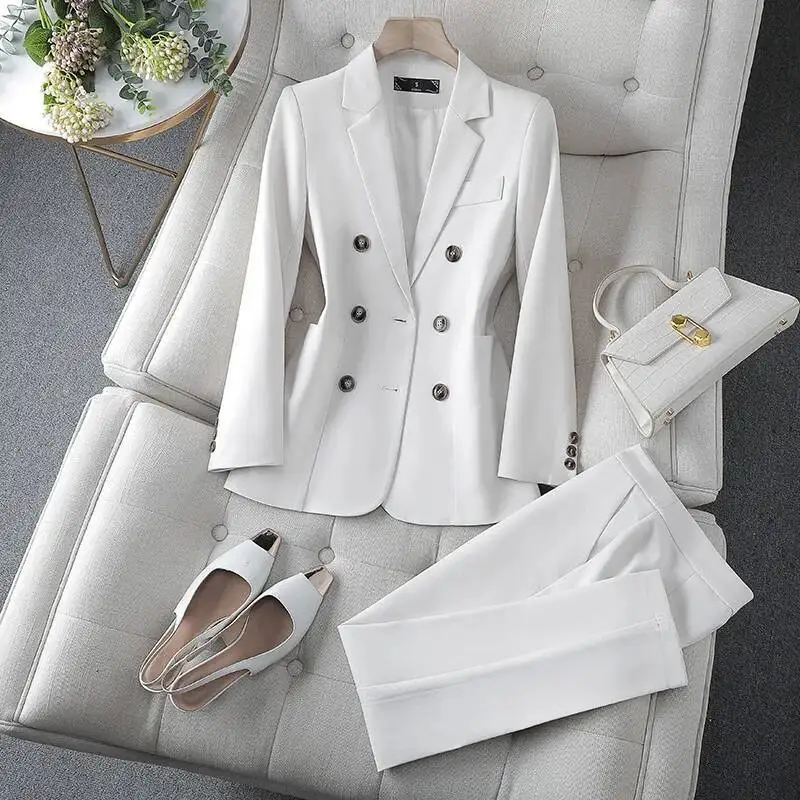 Abiti da lavoro formali da donna con pantaloni e giacche Cappotto Stili OL Abbigliamento da lavoro per ufficio Tailleur pantalone professionale Pantaloni Set Blazer