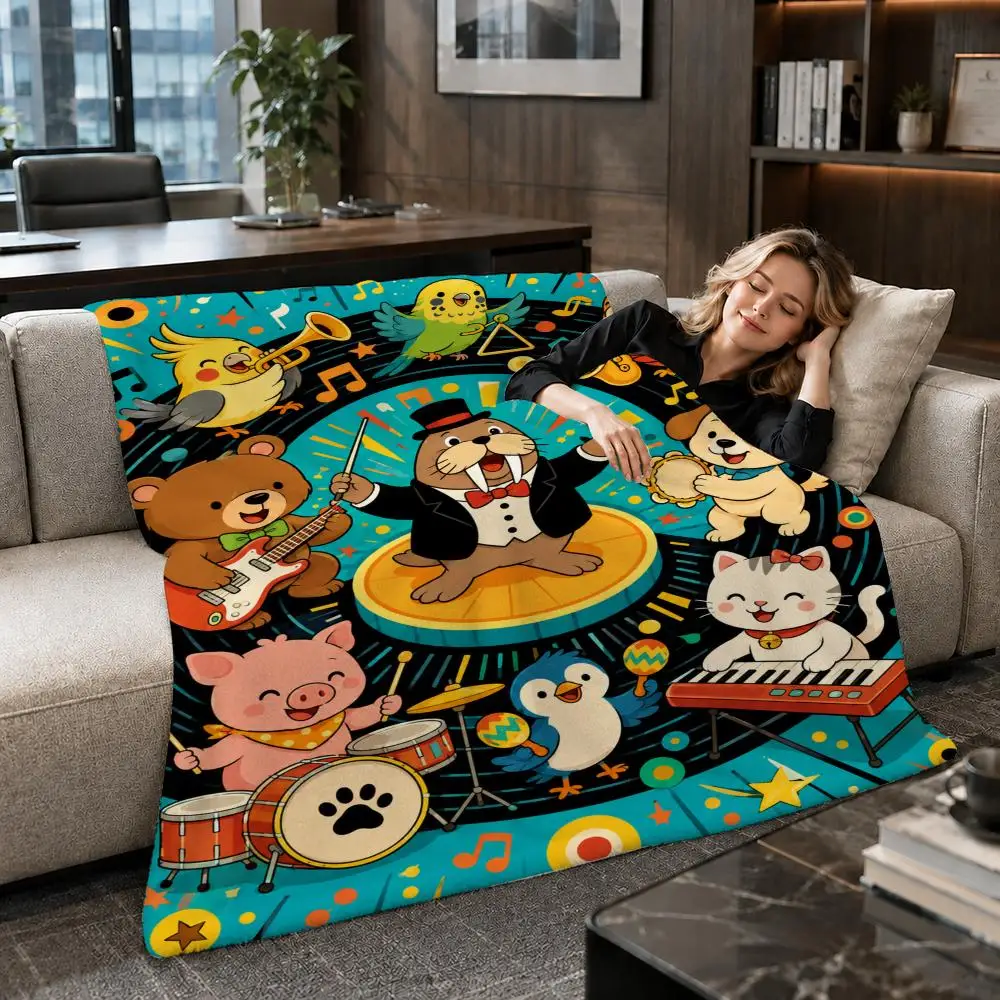 Kids Music The Singing Walrus Throw Soft Warm Flannel Throw Blanket for Sofa Bed Office Home Holiday Gift All Season