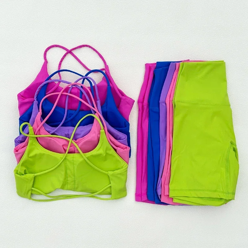 2025 Yoga Set Sport Shorts And Tops Fitness Sports Suits Gym Clothing Yoga Bra Seamless Leggings Running Women Tops Pant