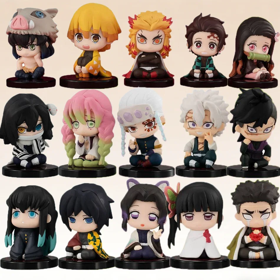 Anime Kimetsu No Yaiba Q-Version Demon Slayer Sitzende Figur Spielzeug PVC-Modell Sammlerstück Trendprodukt