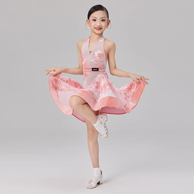 Trajes de baile de salón para niños, vestido de competición de baile latino para niñas, vestidos de actuación de baile latino Rumba SL13672