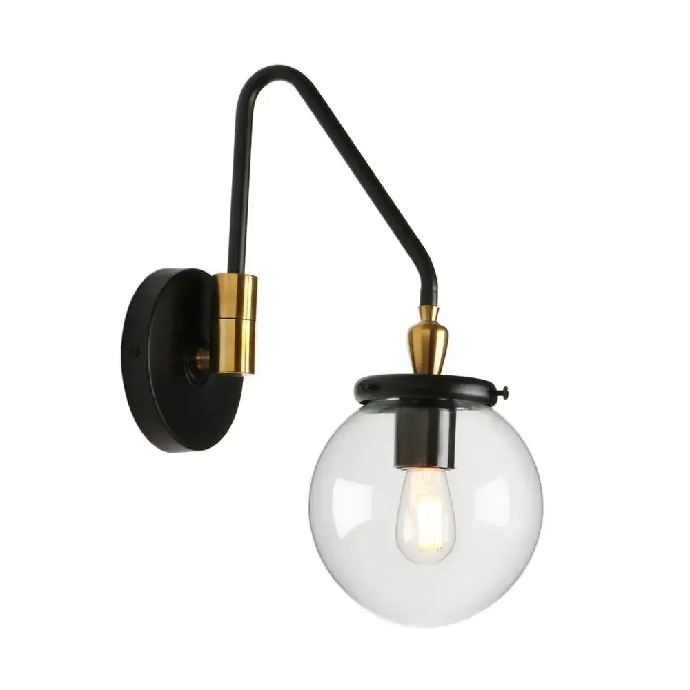 Industrial Swing Arm Wall Sconce Adjustable Globe Vanity Light Fixture Hardwired Bathroom Bedroom Living Room Lighting