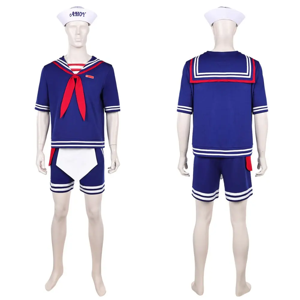 Robin Steve Harrington Cosplay Ahoy Kostüm Ice Cream Shop Mitarbeiter Matrosenuniform Herren Rollenspiel Outfit Halloween Karneval Anzug