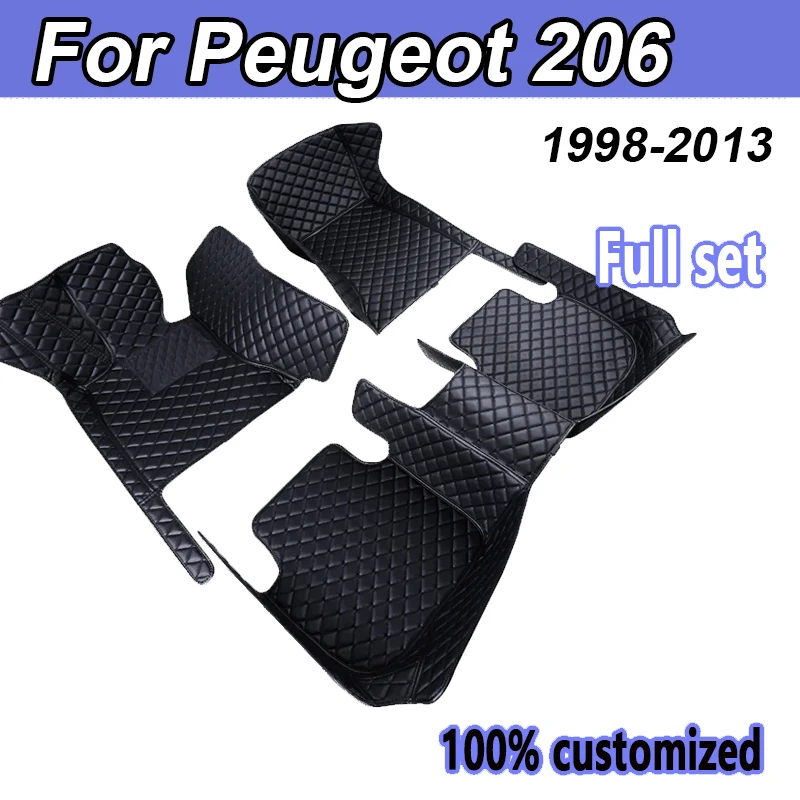 Car Floor Mats For Peugeot 206 206+ 1998~2013 Carpets Rugs Luxury Leather Mat Interior Parts Car Accessories 1999 2000 2001 2002