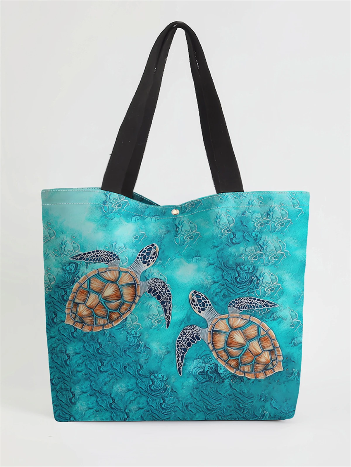 

1pc， Turtle patterned handbag, reusable fashionable handbag, multifunctional handbag, printed canvas shopping bag
