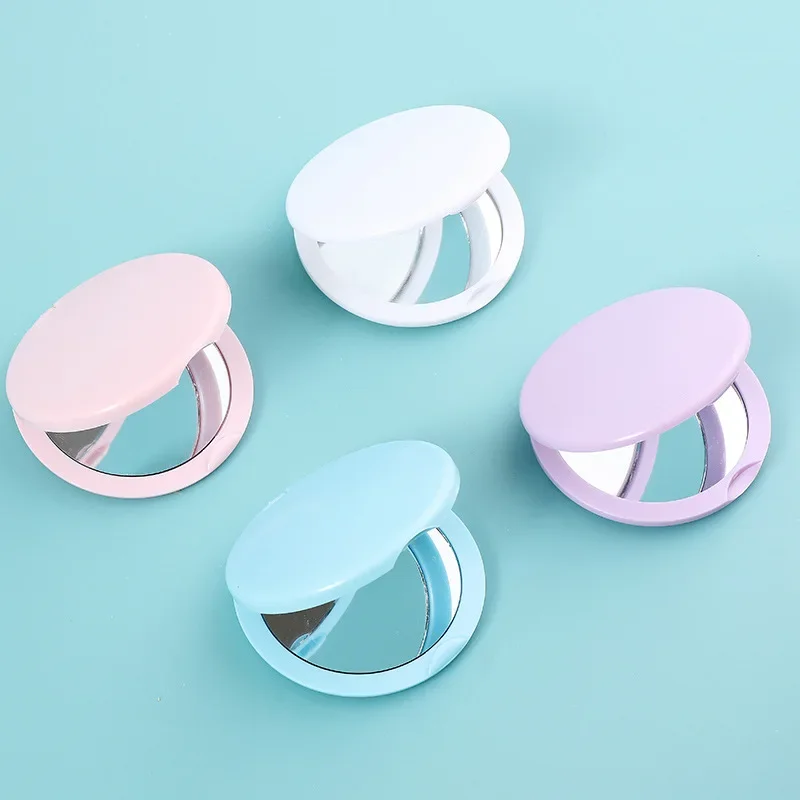 Round Folded Double Sided Mirror Wholesale Cute Mini Clamshell Student Portable Dressing Pocket Diy Small Mirror