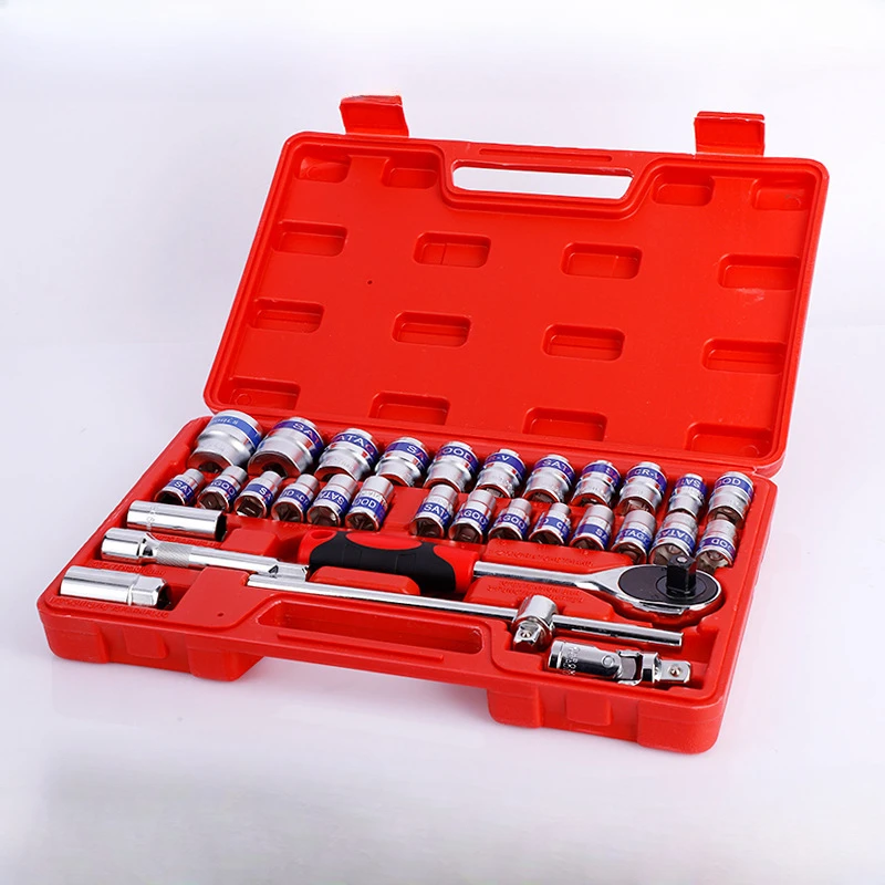 

32-piece Sleeve Set Chrome Vanadium Steel Sleeve Blue Belt Sleeve Auto Maintenance Hardware Machine Repair Combination Kit Tool