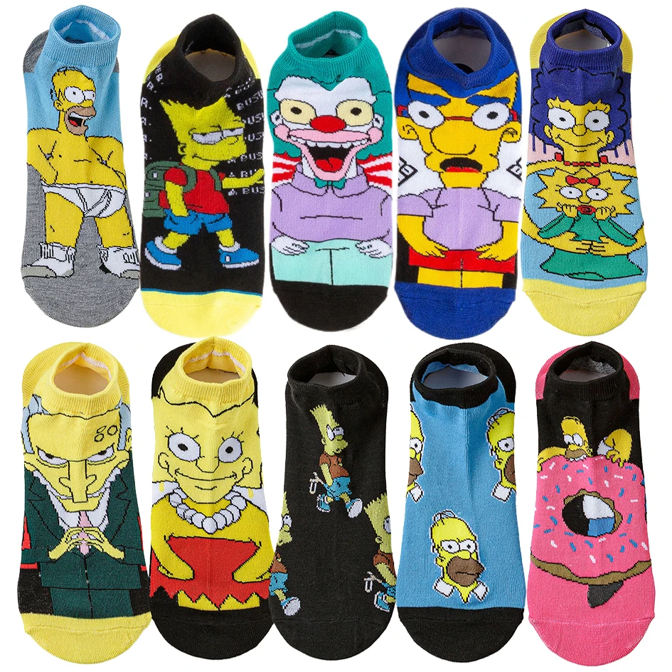 Men Women MINISO Disney Cartoon Anime Gamers Socks Invisible Short Boat Socks Christmas Halloween Novelty Funny Happy Crazy