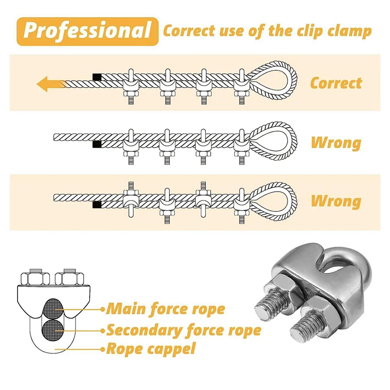 AA81-30PCS 1/8 Inches M3 Wire Rope Cable Clip Clamp For Wire Rope Rigging Tent Rope Guard Railing System