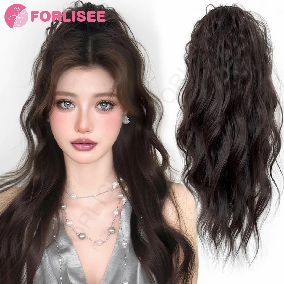 

Synthetic Claw Clip Ponytail Waterfall Roll Ponytail Long Wavy Heat Resistant Type High Pony Tails Hair Extensions For Women