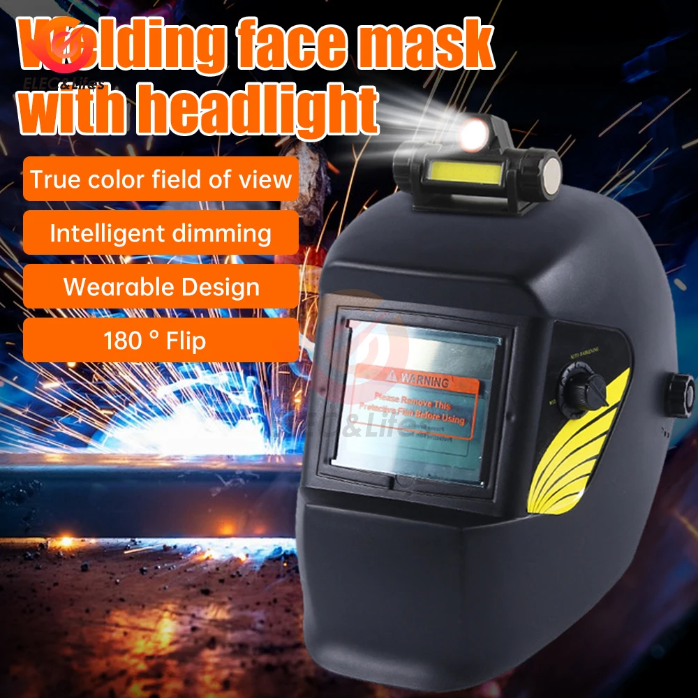 PC Welding Masks Automatic Variable Light Adjustment Large View Auto Darkening Welding Facemask for Arc Welding Grinding Cutting