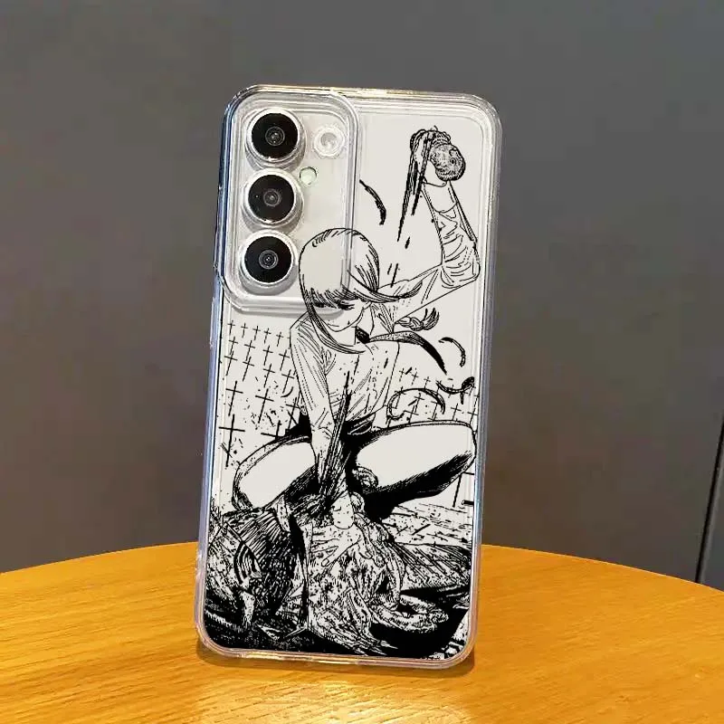 

Chainsaw Man Anime For Samsung Galaxy S25 S24 S23 S22 S21 S20 S10 Lite Plus FE Edge TPU 5G Transparent Phone Case