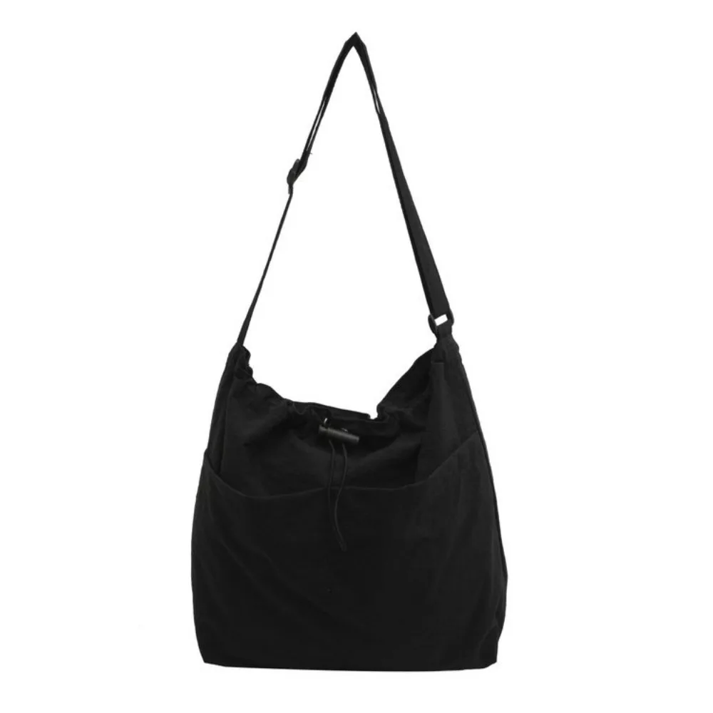 Trendy Nylon Wrinkle Drawstring Bag Korean Style Large Capacity Crossbody Bag Commute Waterproof Single Shoulder Bag Girls