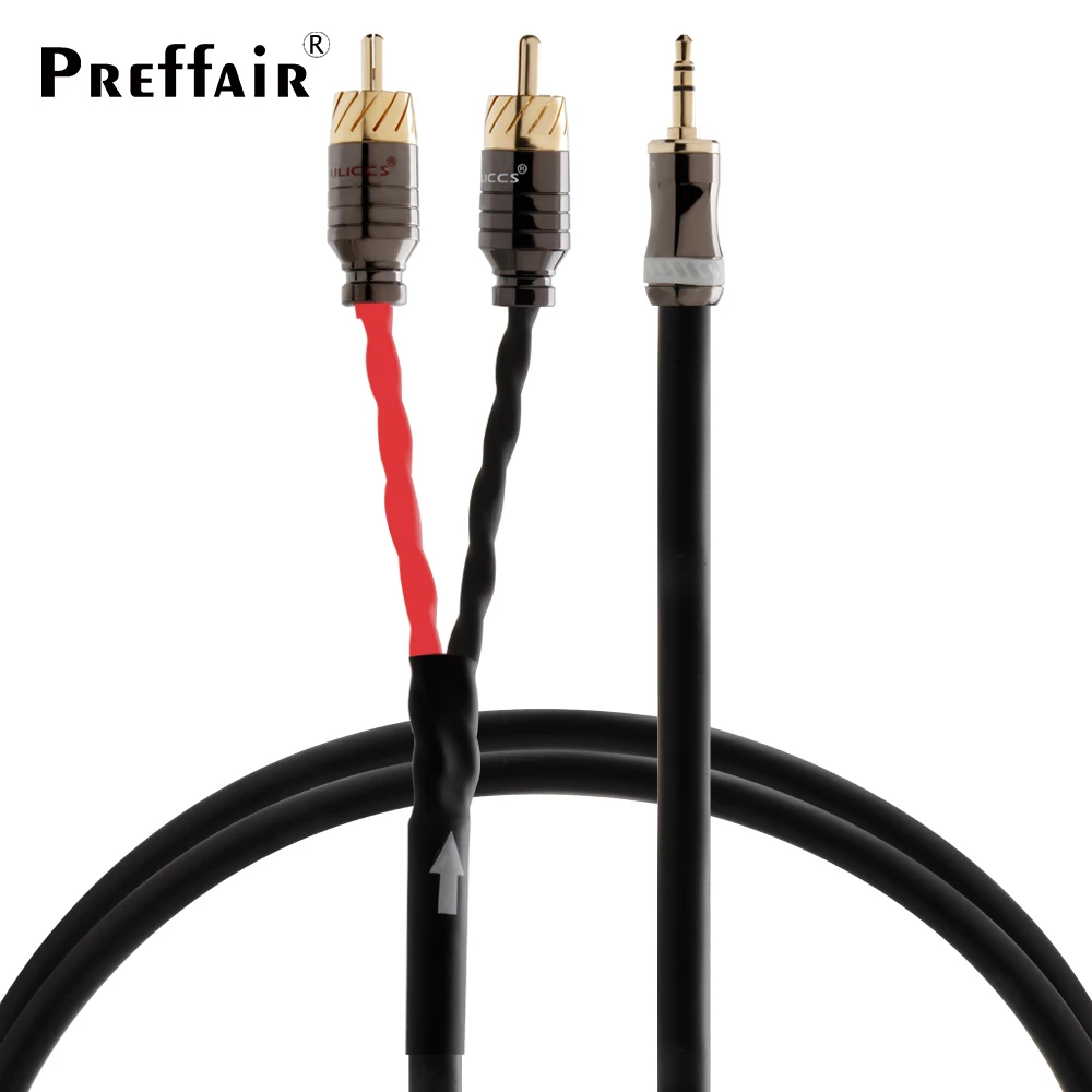 Preffair HiFi 2 RCA-3.5mm Audio Cable OFC Copper 3.5 Stereo Jack to 2 RCA Y Splitter Cable for Cell Phone/PC/Laptop/Amplifier