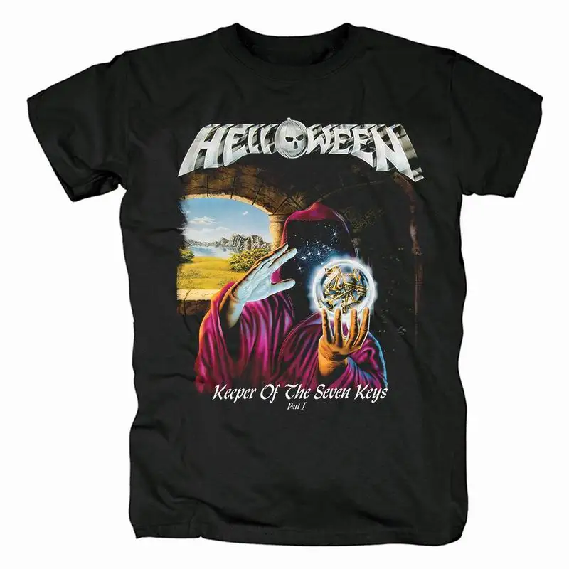 Band Helloween Pumpkins  Cartoon T Shirt Tops  Gift   Anime Vintage   Double Broadsword Graphic T Shirts   Men Clothing