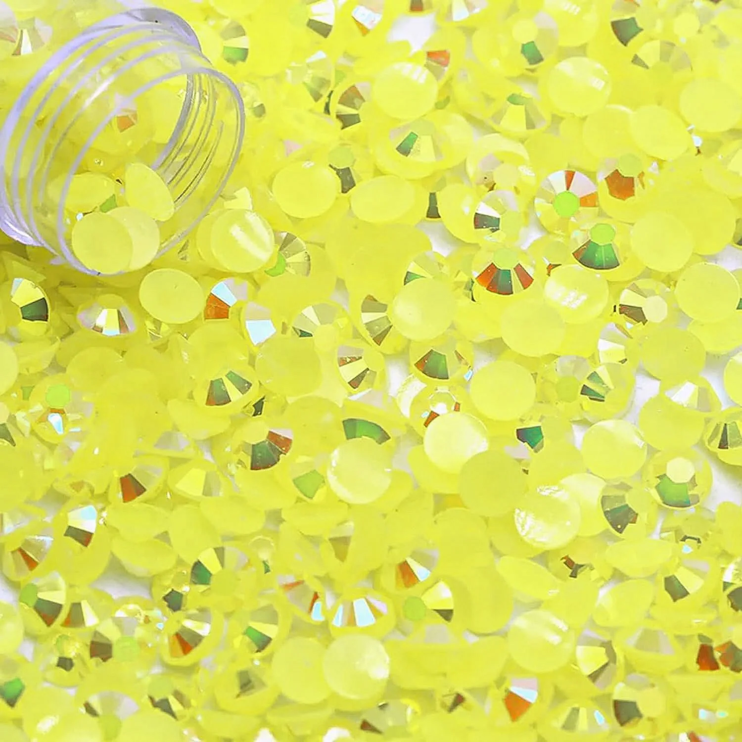 Lemon Yellow AB Flatback Resin Jelly Rhinestones 2mm3mm4mm5mm6mm Drill Faux Gems Bead for Crafts DIY Nail Art Charms Supplies