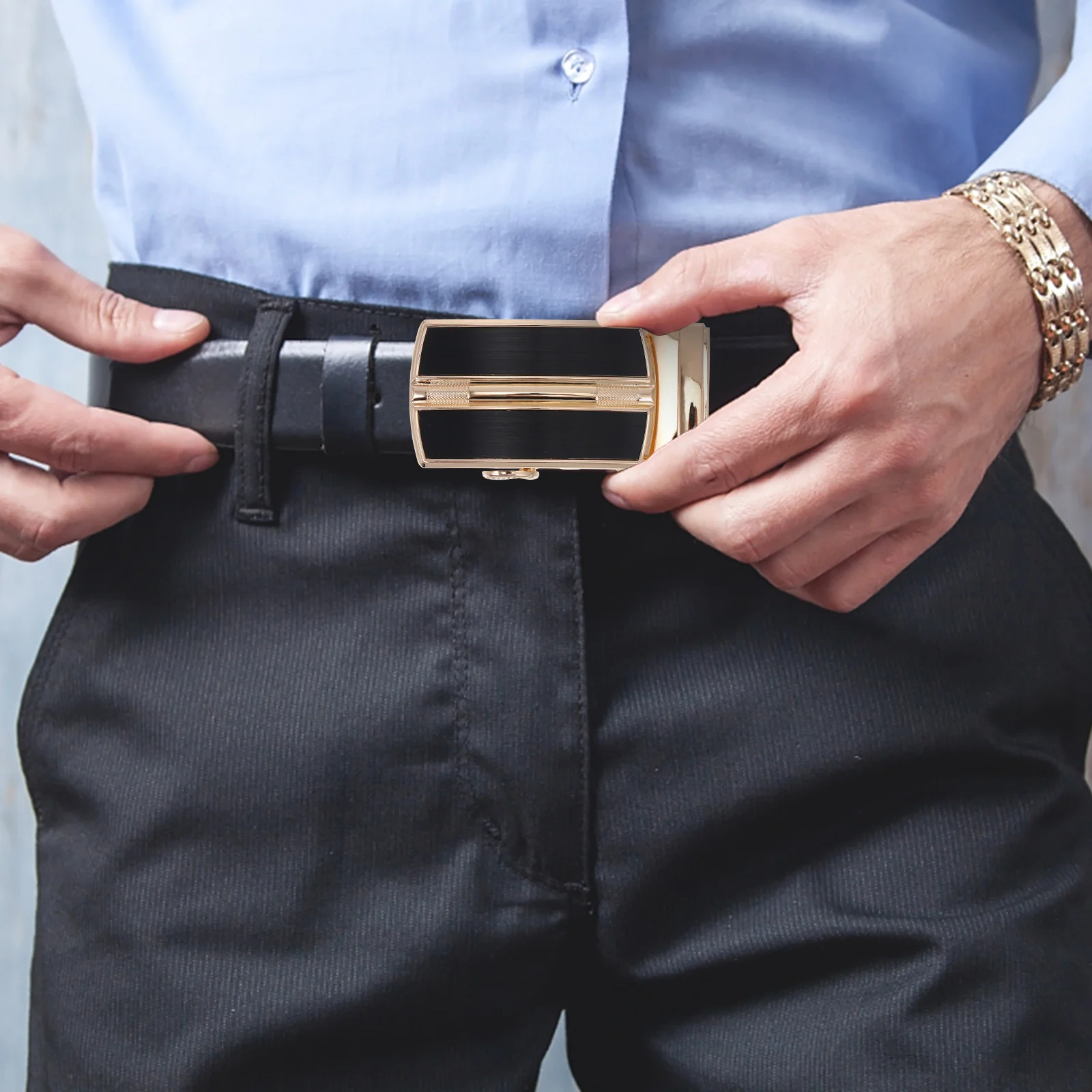 مشبك حزام من خليط معدني قفل أوتوماتيكي للرجال عصري أنيق جميع الملابس المطابقة، سطح أملس متين وسهل الارتداء
