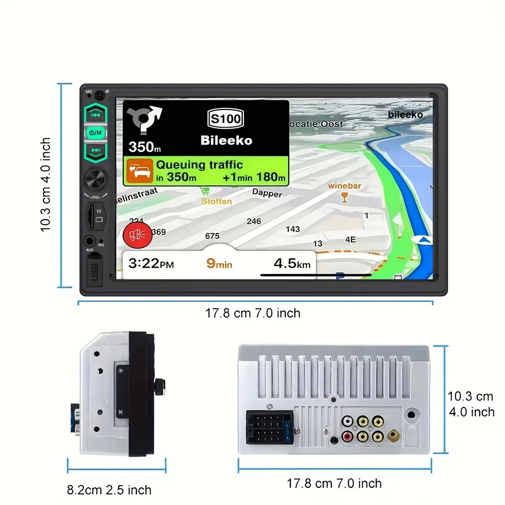 وحدة رأس ستيريو MP5 لراديو السيارة مقاس 7 بوصات مع ملاحة وصلة مرآة FM/USB/AUX/عرض لوحة 2 DIN