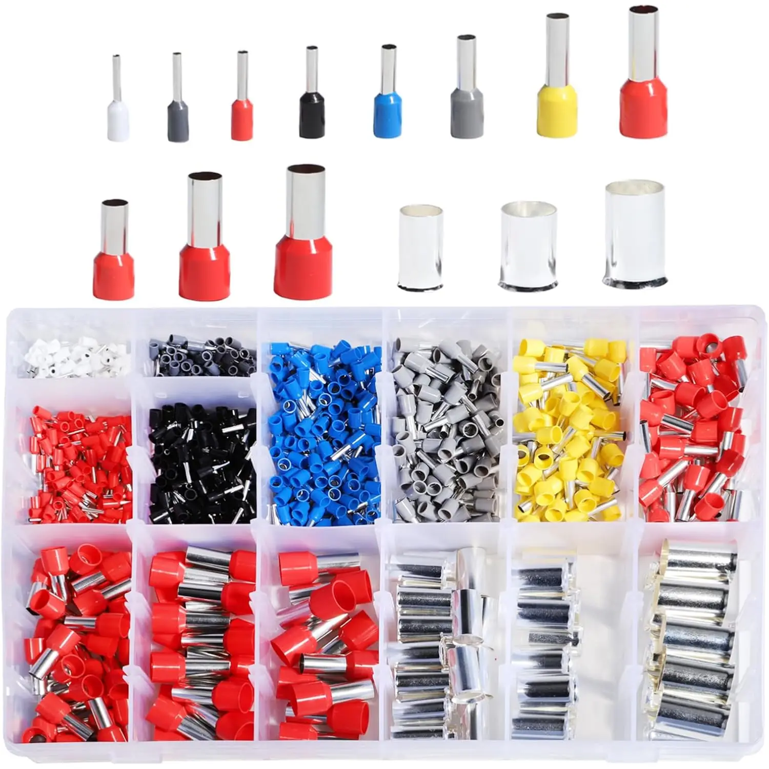 

900PCS Kit Copper Crimp Terminals Insulated Pin Cord End Cable Connectors AWG 22 20 18 16 14 12 10 7 5 4 2 1/0 2/0 3/0