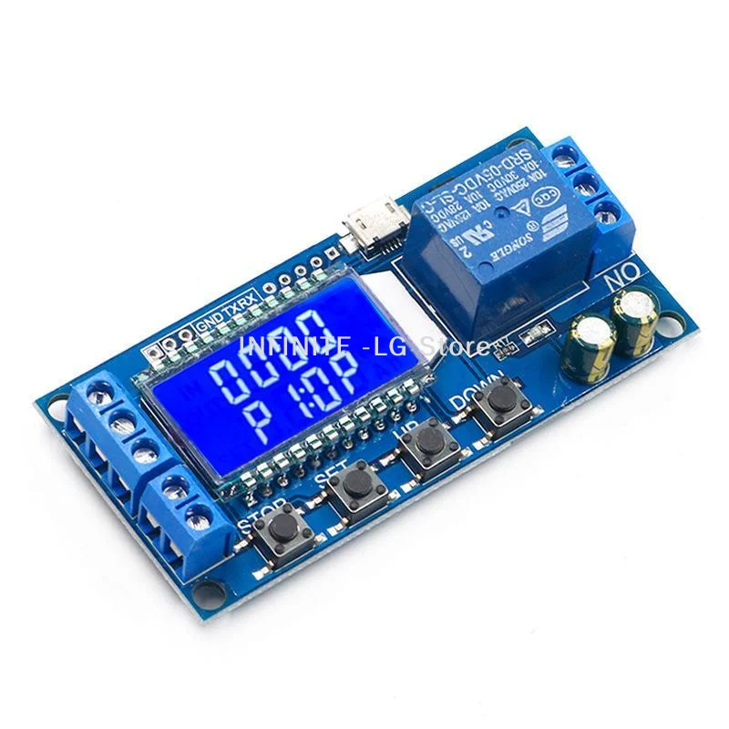 6-30V Micro USB Digital LCD Display Time Delay Relay Module Control Timer Switch Trigger Cycle Module XY-LJ02INFINITE -LG