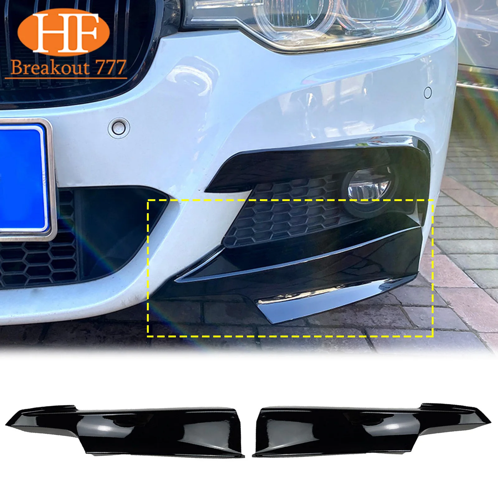 for BMW 3 Series F30 F31 M Pack 2013-2019 Front Bumper Side Splitter Spoiler Kit Fog Lamp Cover