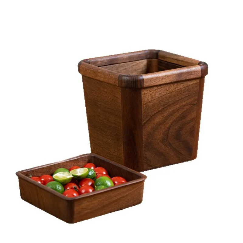 

North American black walnut home solid wood desktop trash new high-value office small storage bucket