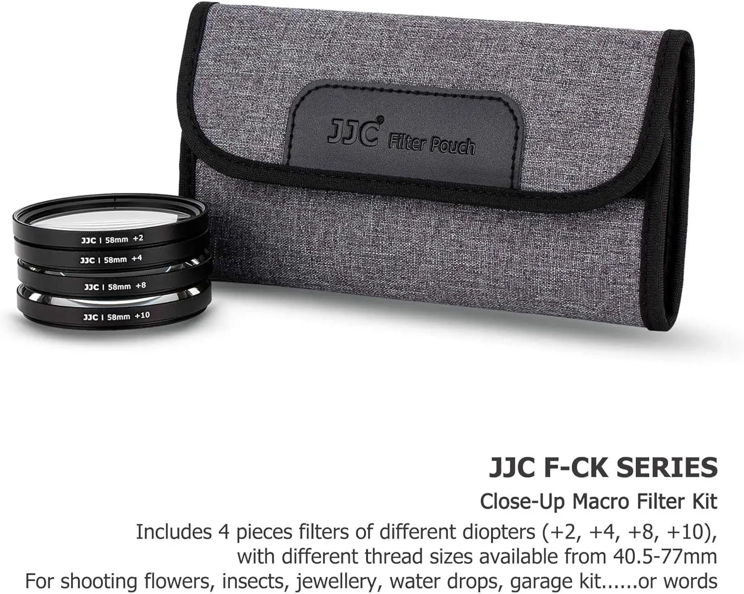 JJC 55mm Macro Close-Up Filter Set (+2 +4 +8 +10) Macro Filter W Lens Filter Pouch For Sony A6600 A6500 A6400 W E 18-135mm Lens