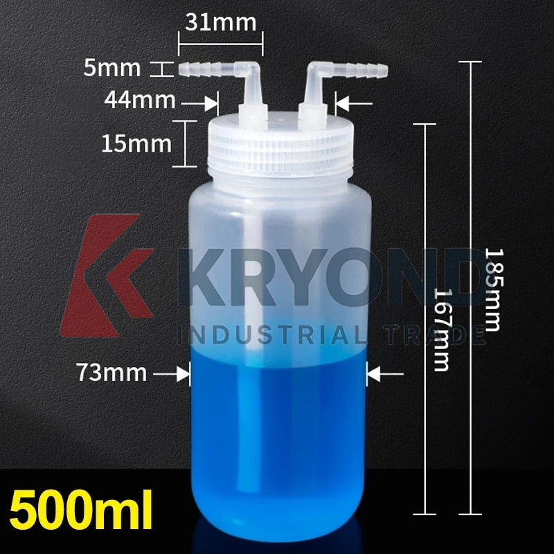 500ml Wash Bottle PP Plastic Gas Washing Cylinder Polyethylene Translucent Chemical Wash Bottle Unbreakable Original Product