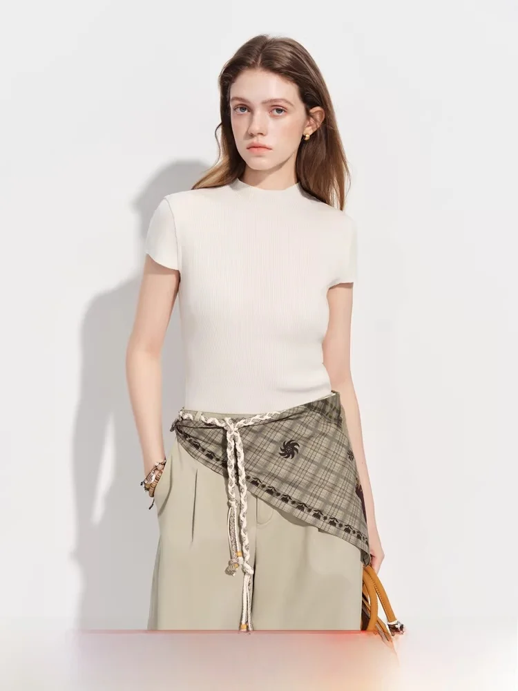 

hlan Pure Color f High Collar Slim Fit ort Sve Wool Knitted Sweater Spring New Sle Simple Top Soft Comfortable