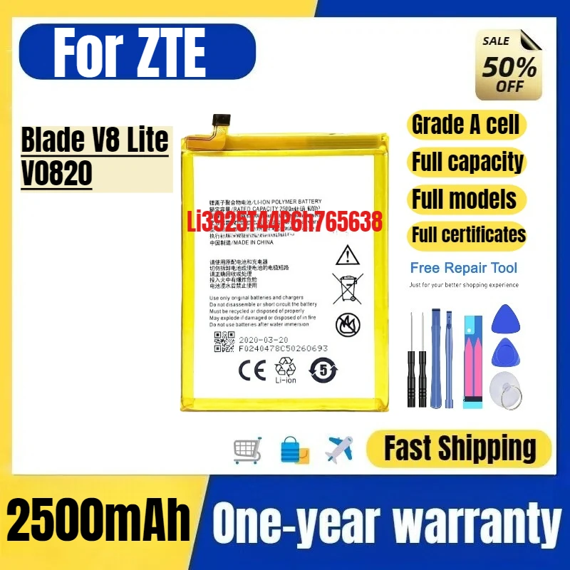 

Аккумулятор Li3925T44P6h765638 для мобильного телефона ZTE Blade V8 Lite/V0820, высококачественная замена, класс А, с инструментами