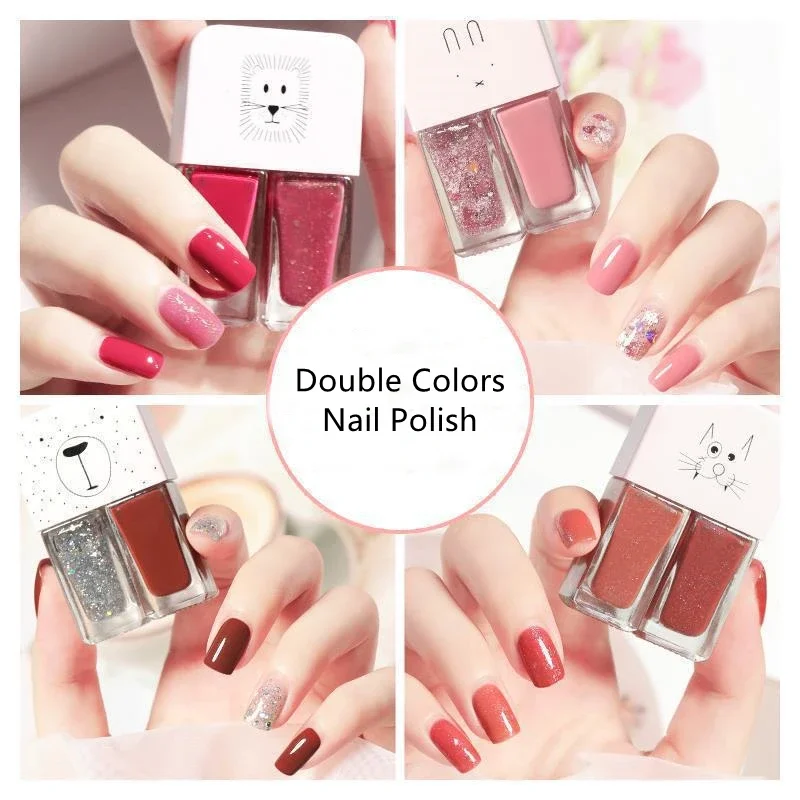 Double Color Nail Polish Set 8ML Matte UV Gel Varnish Lacquer Top Base Coat Soak Off Nails Art Kit