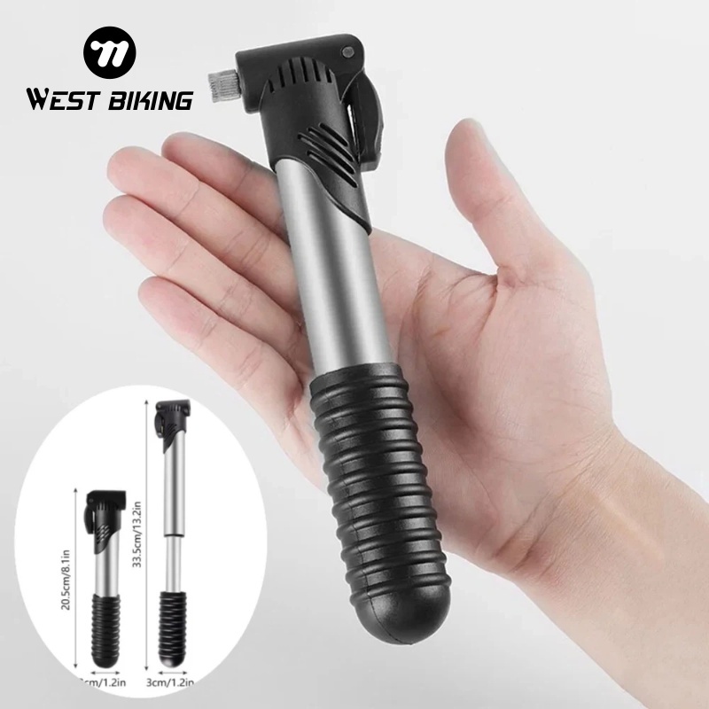  WEST BIKING Portable Mini Bicycle Pump Cycling Hand Air Pump Ball Tire Inflator Schrader Presta Valve MTB Road Bike Accessories 