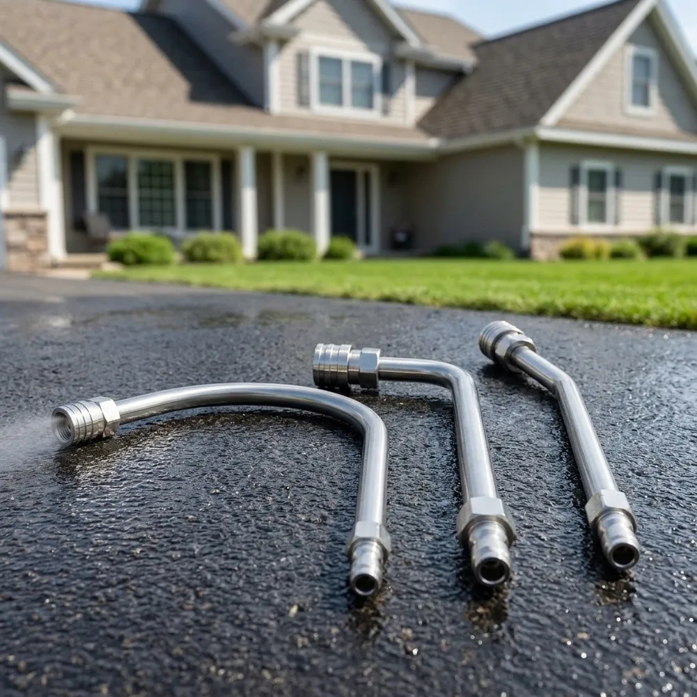for Power Washer Extension Wand Set 3 Angle Stainless Steel for Gutter Cleaning Tool Compatible with 4000 PSI Machines