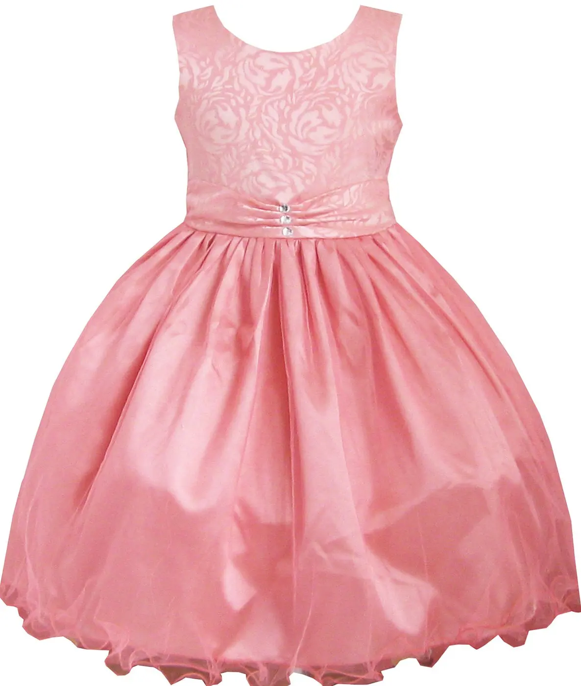 Girls Dress Coral Multi-layers Diamond Pageant Wedding Kids Boutique