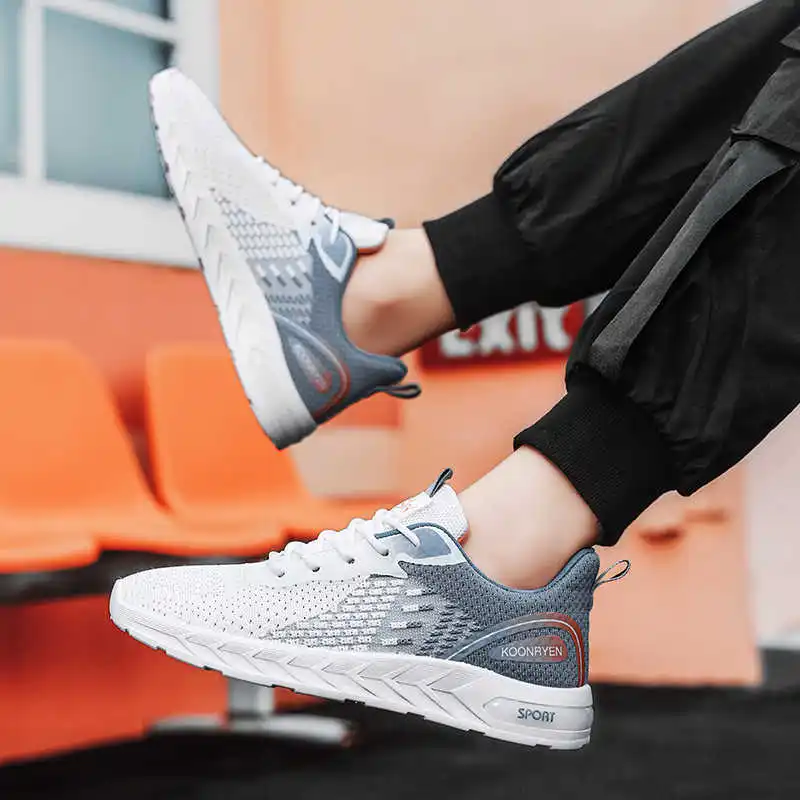 Synthetic Leather Thin Heel Men Shoes Red Woven Orange Sneakers Fashion Tennis For Men Sport Obuv Original Styling Casual