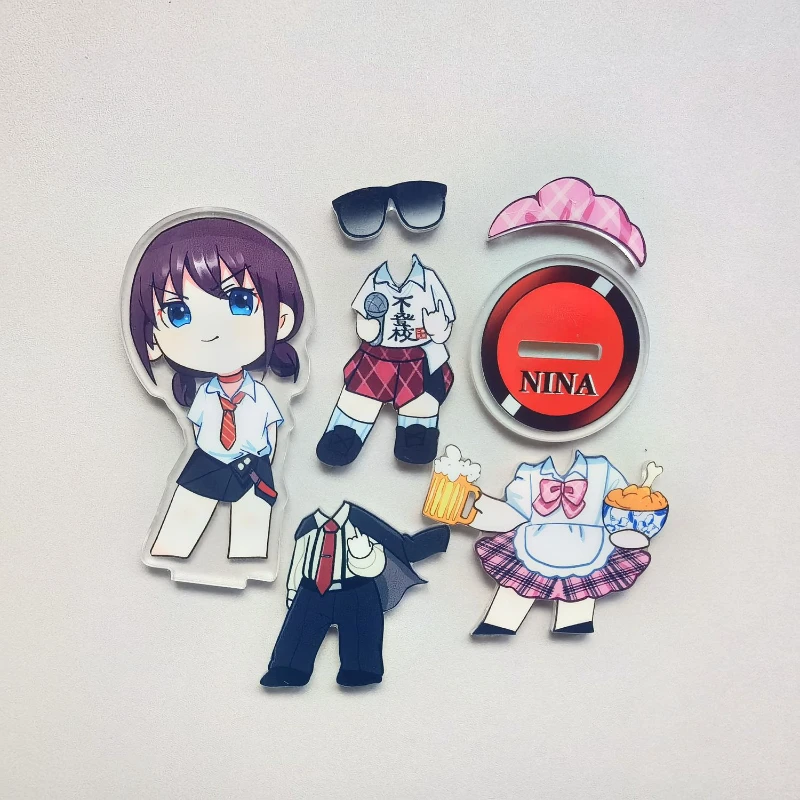 Anime GIRLS BAND CRY NINA ISERI Cosplay Acrylic Figure Stand Kawaii 3 Sets of Clothing Magnet Standing Plate Ornament Accessory