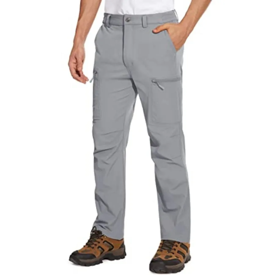 MAGCOMSEN Men's Hiking Pants 6 Pockets, Water Resistant Ripstop Outdoor Pants, Lightweight Quick Dry Fishing Work Pants