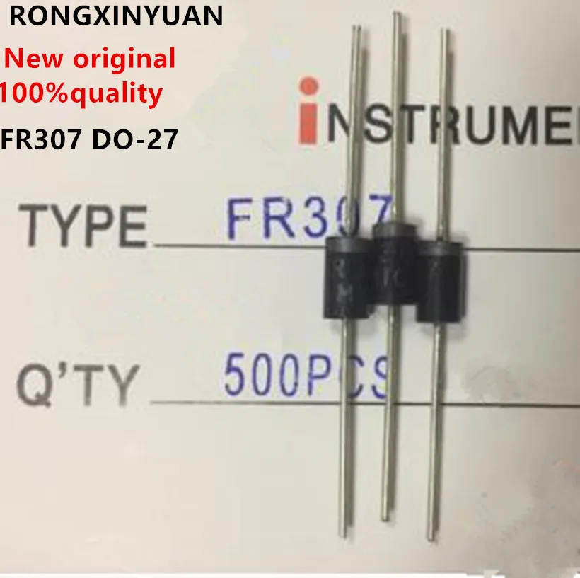 100PCS New Original  FR307 DO-27 3A/1000V