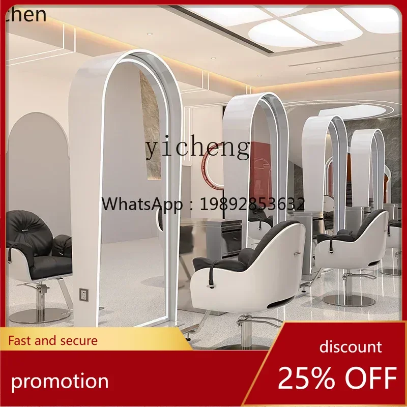 

YFY hairdresser mirror hair salon single and double mirror table stainless steel hair cutting floor mirror