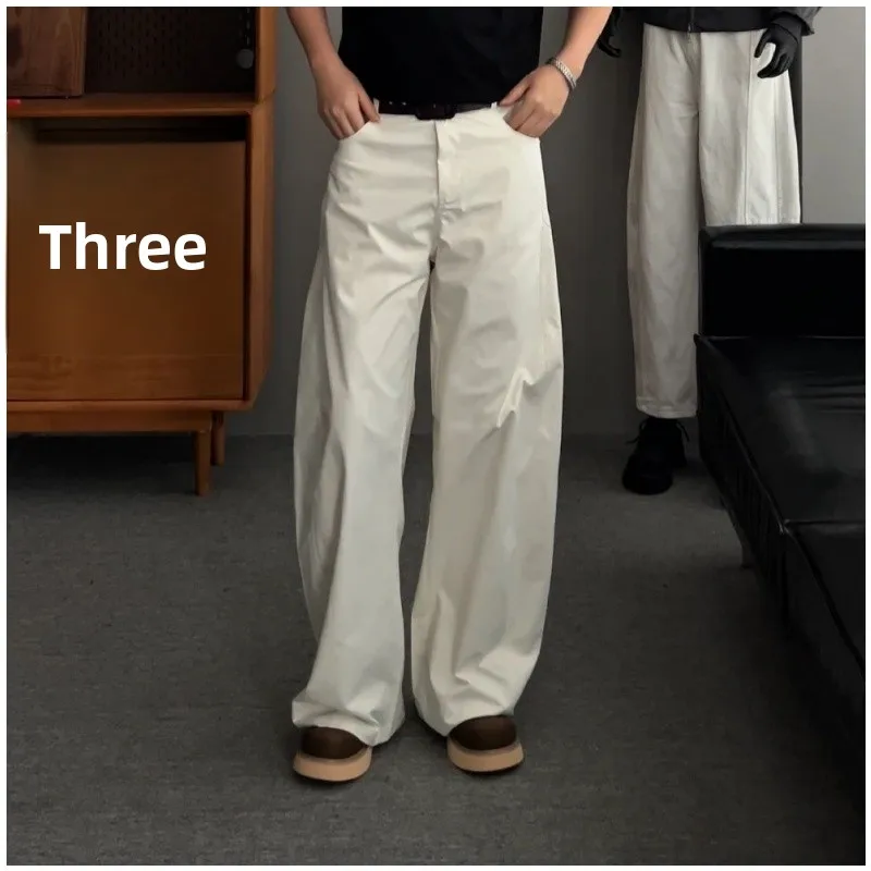 

Мужские повседневные брюки больших размеров с широкими штанинами, летние, с высокой талией, на резинке, свободного кроя, цветные