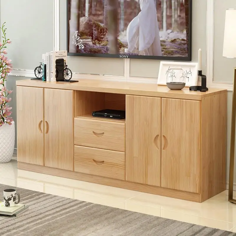 Solid wood TV Floor cabinet New Chinese balcony Locker Wide dining side cabinet Bedside storage Solid wood