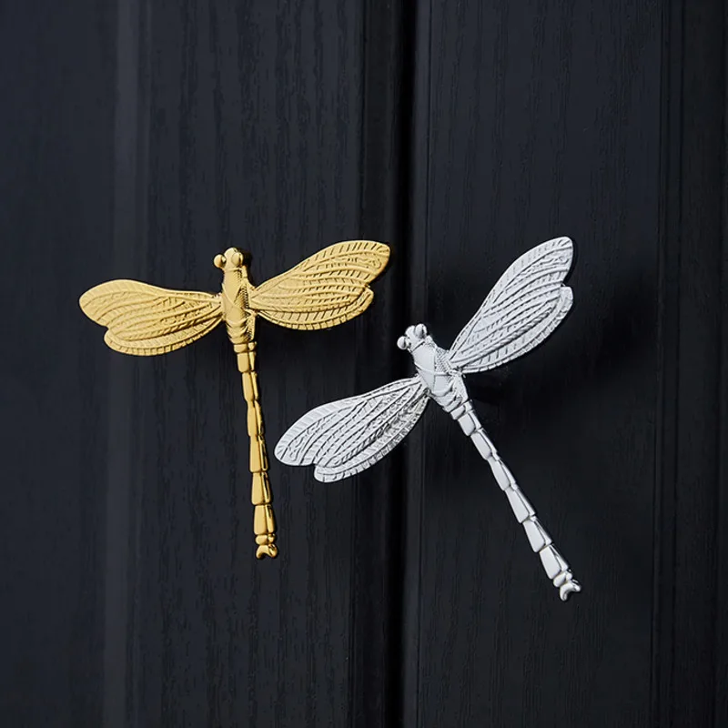 Premium Wardrobe Handles Brass Drawer Knobs Dragonfly-Shaped Pulls High-Temperature Enamel Craftsmanship Unique and Durable