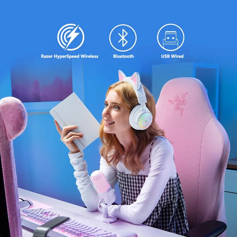 سماعة الألعاب Razer Kraken Kitty V3 Pro اللاسلكية RGB - 3 أوضاع للاتصال - ميكروفون واسع النطاق قابل للسحب - صوت مكاني THX #2