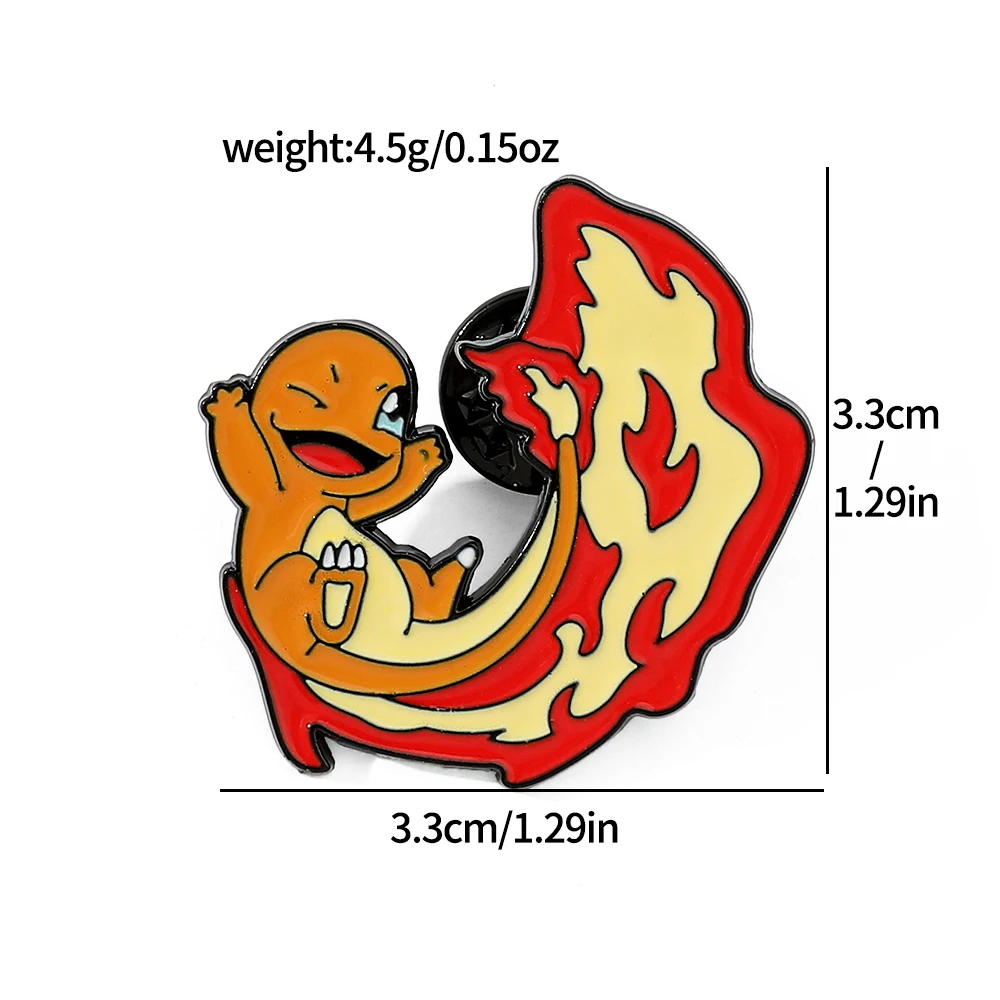 4 Pcs cute cartoon creative personality pocket monsters Badge Animated character Enamel brooch Men's and women's Bag Accessories image 6