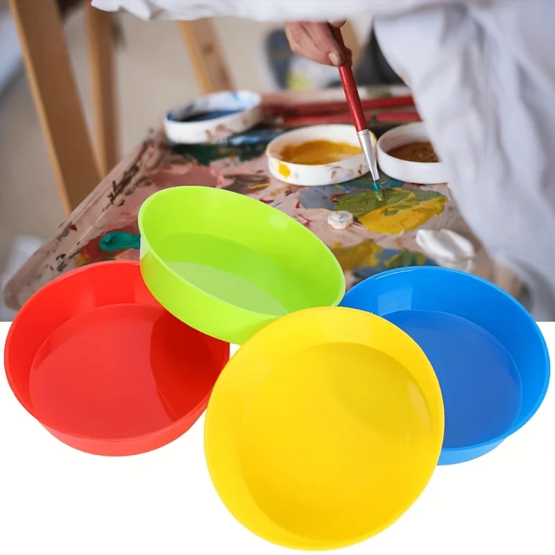 لوحة الصباغ، أوعية المزيج للرسم الفني، أوعية طلاء بلاستيكية مستديرة نابضة بالحياة مكونة من 5 قطع - مثالية للرسم الزيتي لون الرسم الفني.