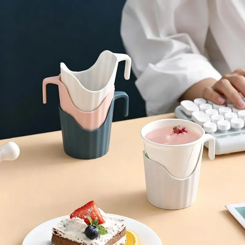 Disposable Paper Cup Holders Thickened Plastic Anti-Scald Heat Protection for Small Coffee Shop Business Use