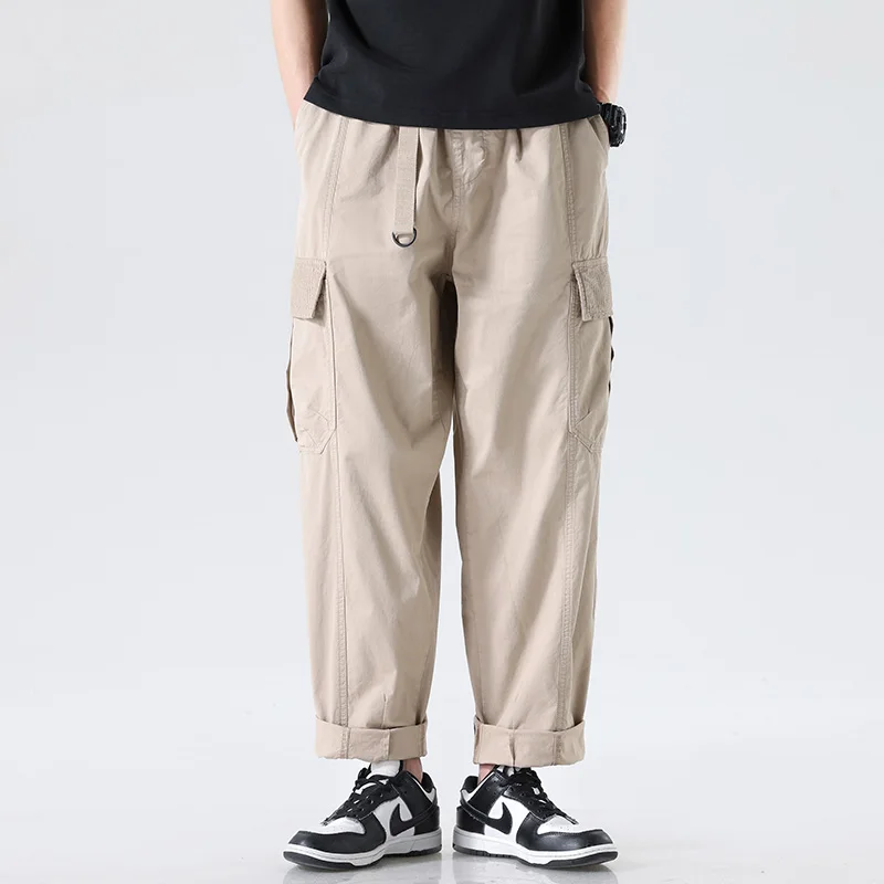 

Men Streetwear Loose Casual Fashion Elastic Wide Leg Overalls Cargo Pants Cityboy Plus Size Pant Campus Couple Clothing