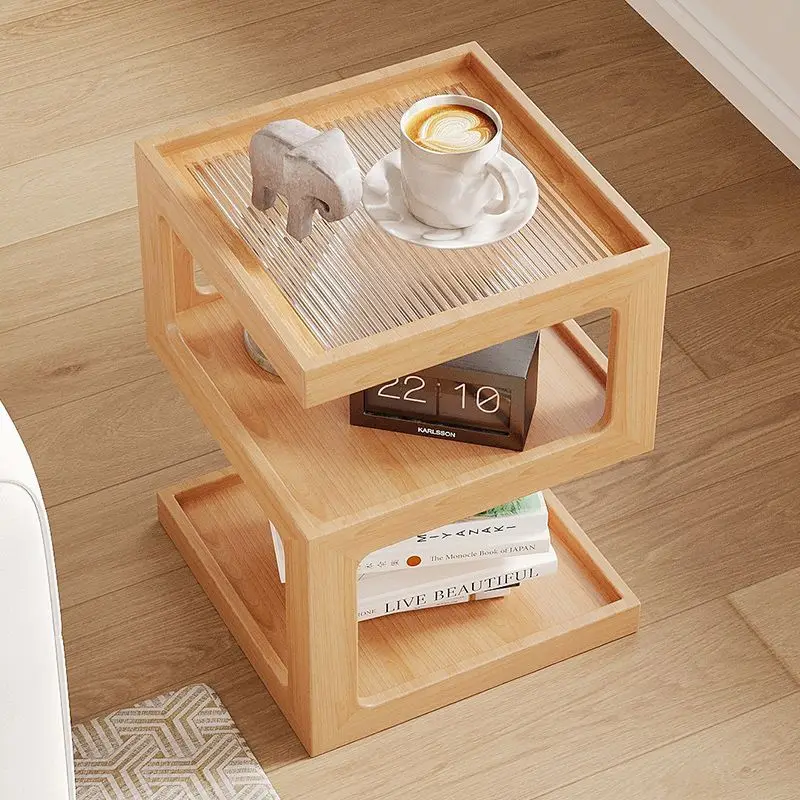 Solid Wood Coffee Tables Modern Center Tables Minimalist Sofa Side Table Mini Design End Table Living Room Storage Furniture