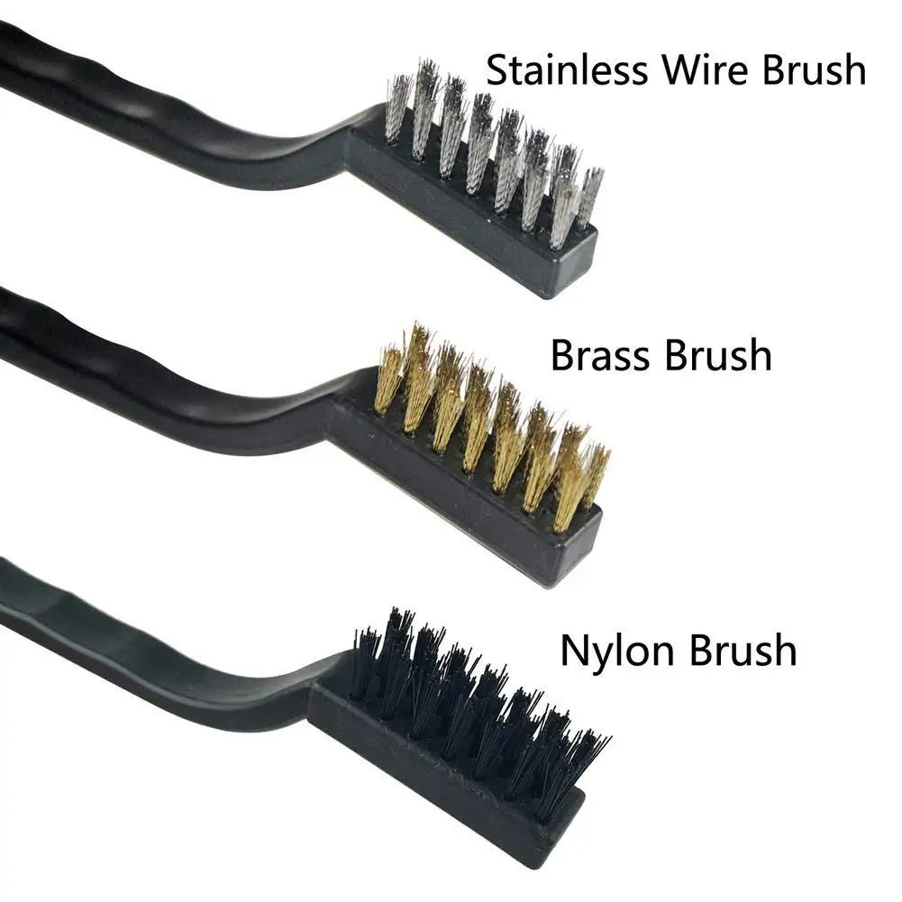 12/15 Stück 170 mm Miniatur-Stahl-Messing-Rostentfernungsbürste, bogenförmiger Griff, Drahtbürste, Mini-Bürste zum Reinigen von Schweißschlacke, Rost