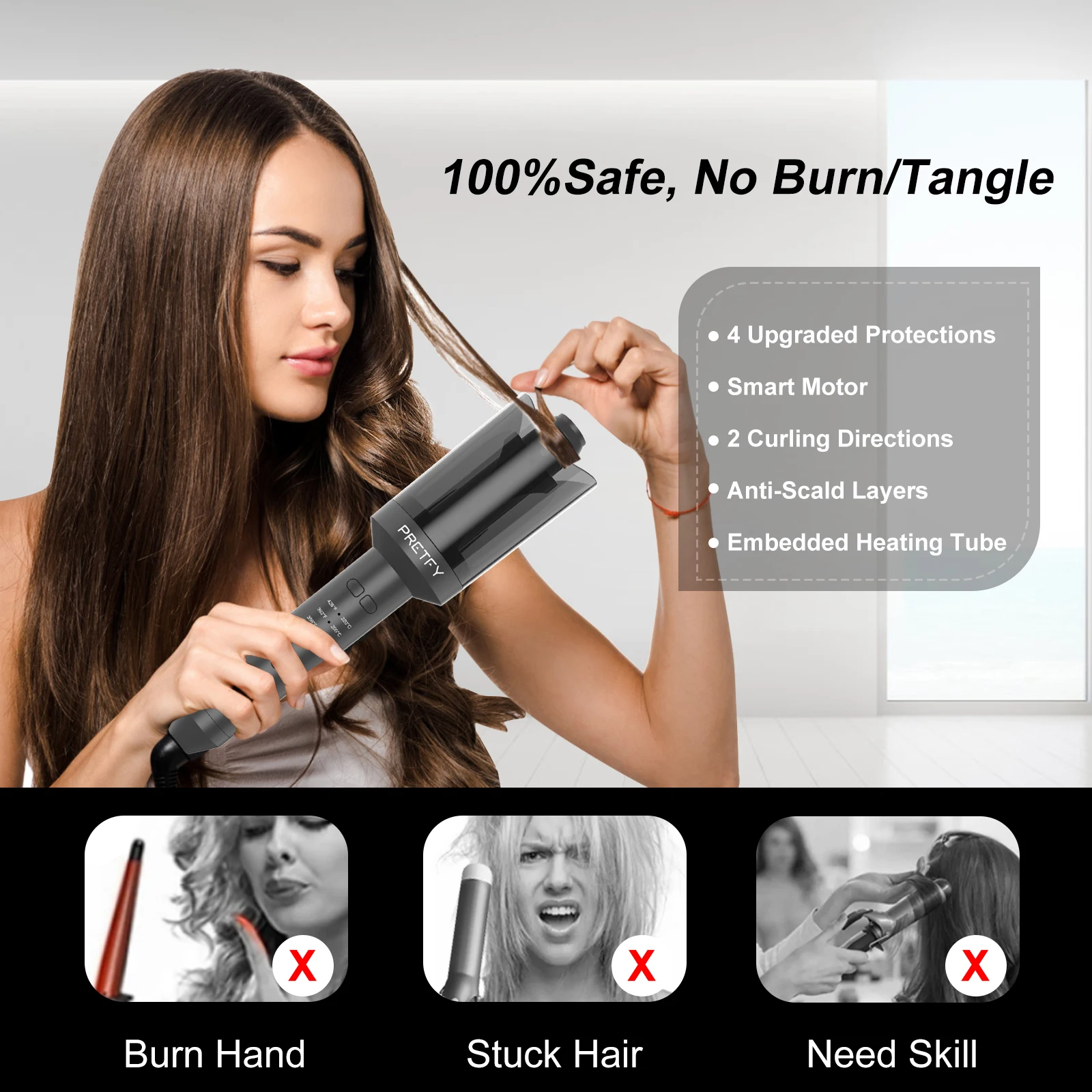 Auto Hair Curler Automatic Curling Iron with Rotate Left and Right Hair Curling Wand for Hair Styling Hair Curling Wand